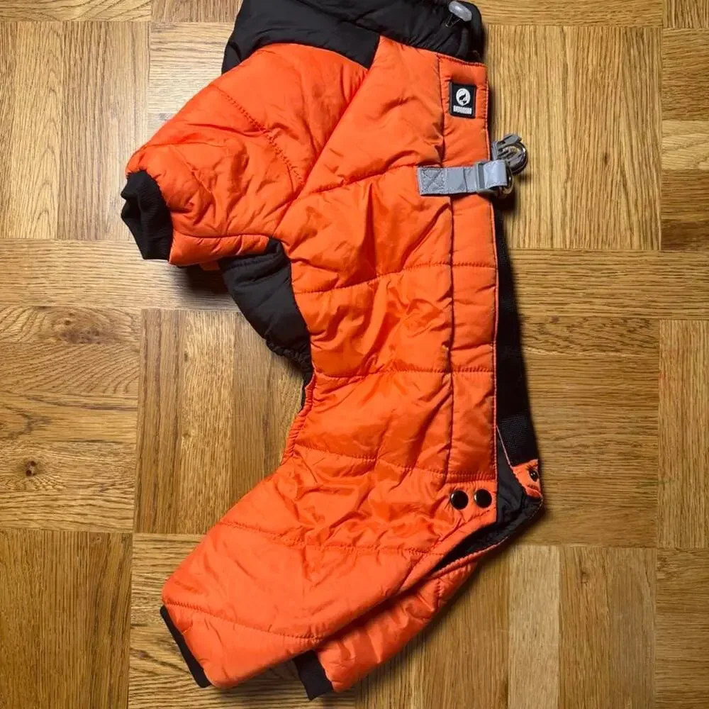 DUDUMA Orange Black Puffer Dog Jacket Coat Size XL Reflective Buckles